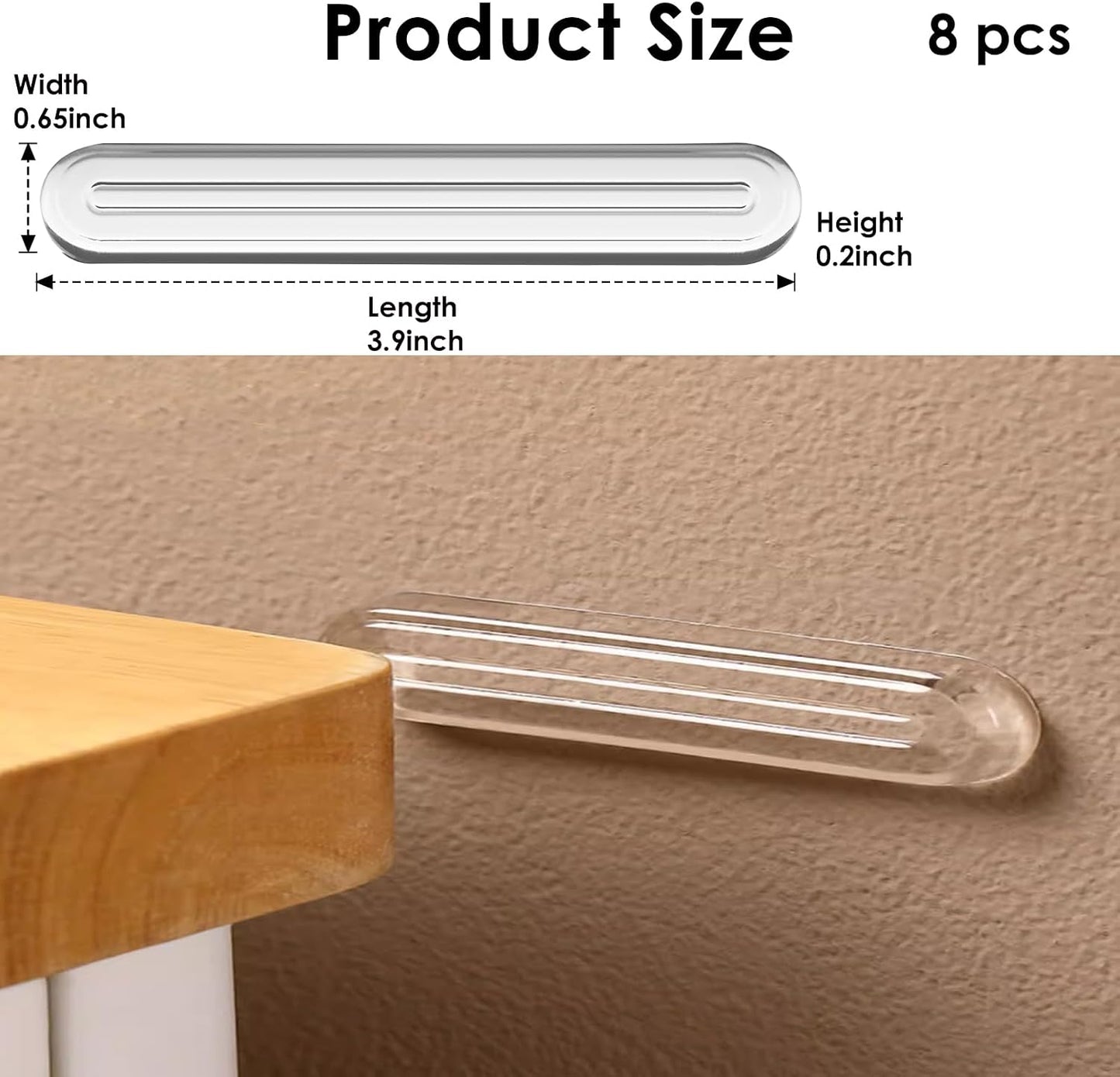 4PCS Long Furniture Bumpers - Wall Protector Guards, Fridge Door Stopper, 5.5x0.7x0.2inches