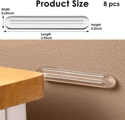 4PCS Long Furniture Bumpers - Wall Protector Guards, Fridge Door Stopper, 5.5x0.7x0.2inches