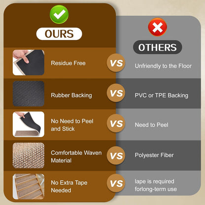 Stair Treads Non Slip, Rubber Backing Stair Treads for Wooden Steps, 15 PCS Thicken Linen Carpet Stair Runners Indoor for Kids Elders and Pets, No Residue Stair Carpet Treads, 8"x30", Beige