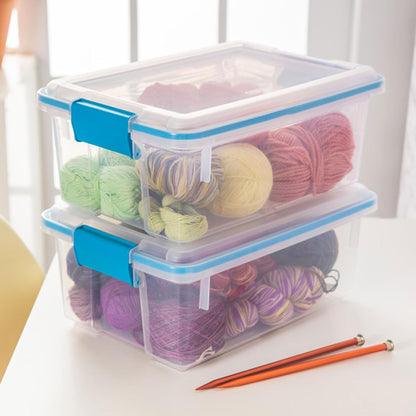 Sterilite 4-Pack Gasket Box, Home Storage Organizer Bins with Lids, 37 Quart – Stackable Clear Plastic Containers for Bedroom, Bathroom, Garage, Basement, or Attic
