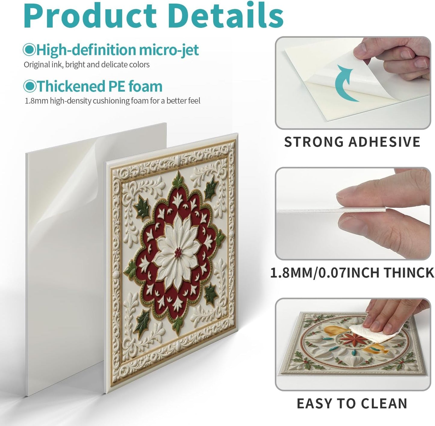 Peel and Stick Backsplash Tile Sticker for Kitchen and Bathroom Walls - 24 Removable 5.9"x5.9" Tiles, Waterproof