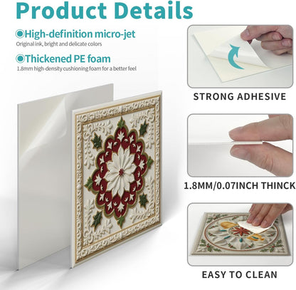 Peel and Stick Backsplash Tile Sticker for Kitchen and Bathroom Walls - 24 Removable 5.9"x5.9" Tiles, Waterproof