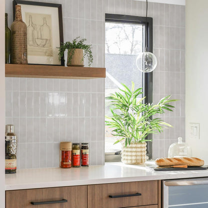 LONGKING 10-Sheet Thickened Peel and Stick Subway Tile Backsplash for Kitchen, Vertical Strip Design, Marble Tile, Waterproof Wall Sticker for Kitchen & Bathroom, Beige&White