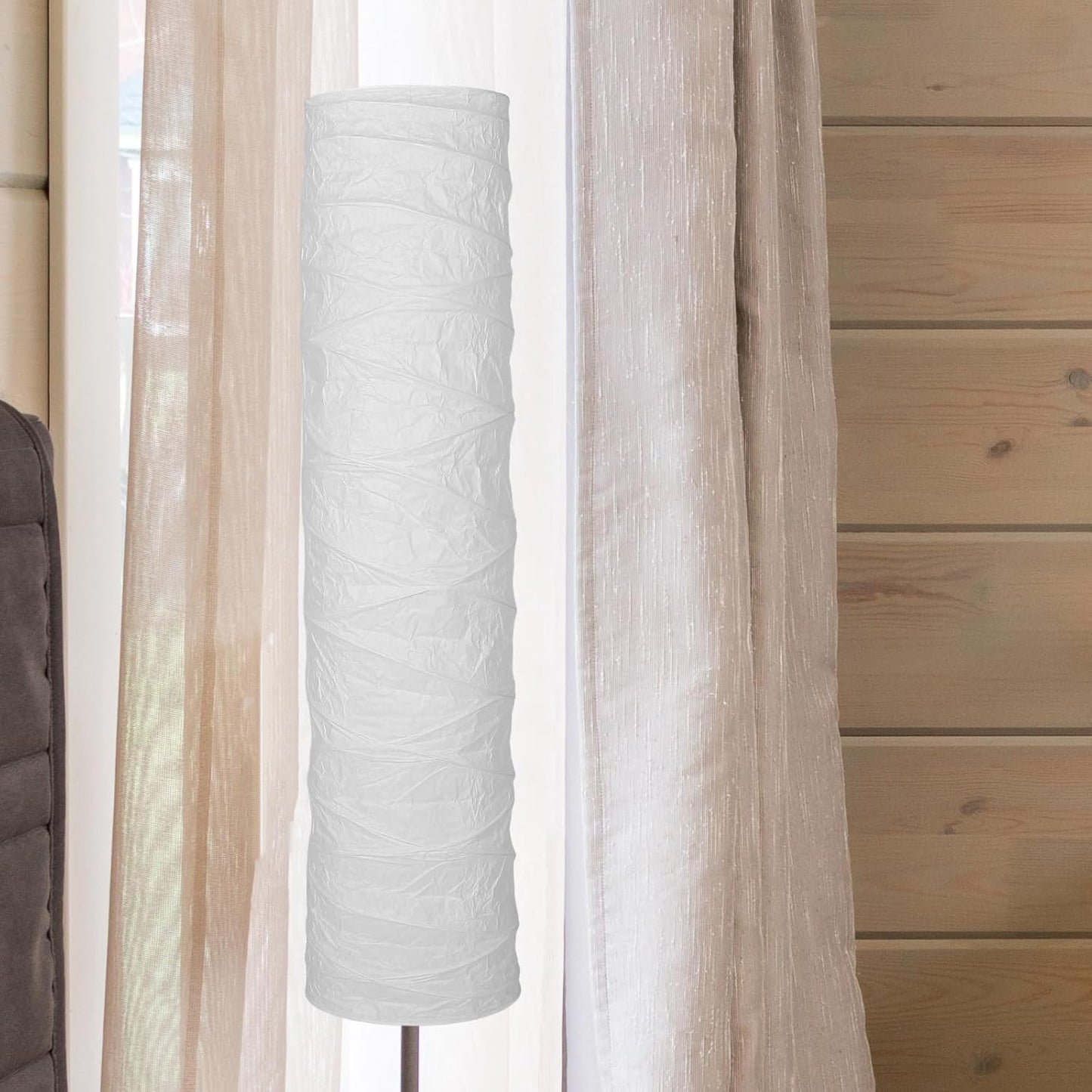 IMIKEYA Japanese Paper Floor Lamp Shade, Foldable Rice Paper Lampshade Cover Replacement, Soft Light Standing Lamp Shade for Modern Minimalist Living Room, Bedroom, Office Decor