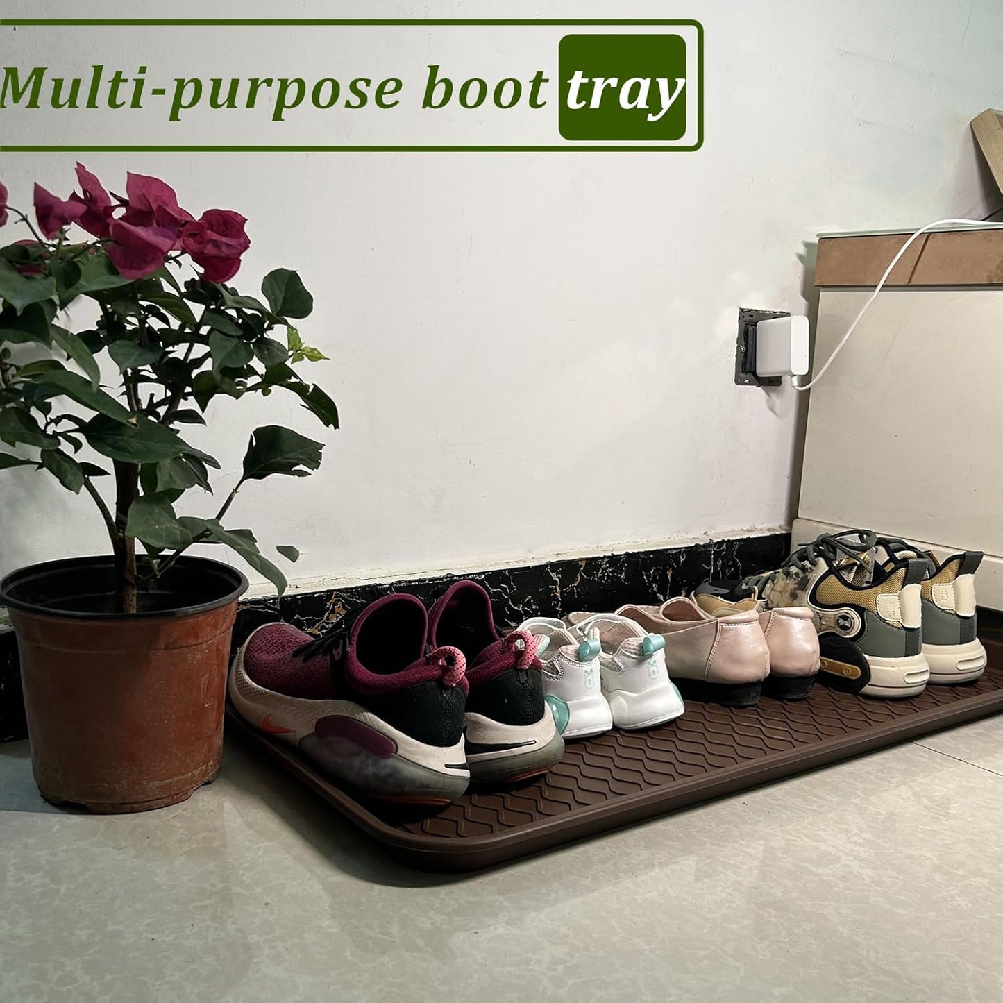 2 Pack Large Multifunctional Tray Mat Washable Indoor or Outdoor Tray Mat for Shoes Boots Plants Pots Paint Tins Pet Bowls Car Storage, 30 x 15 x 1.2 Inches