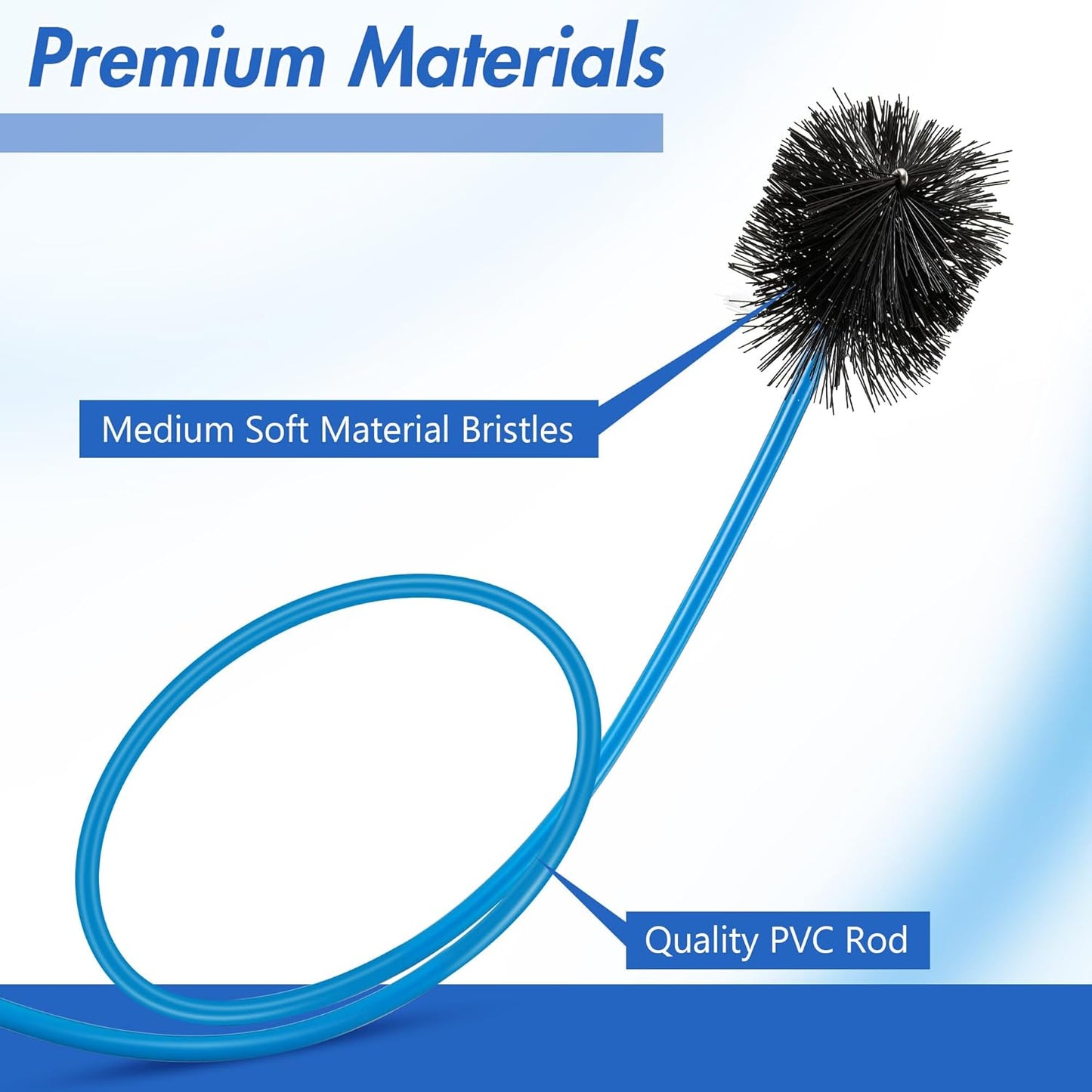 3 Pcs Condensate Trap Flexible Drain Brush, 48 Inch AC Drain Line Cleaning Brush for AC & HAVC Condensate P Trap, Black