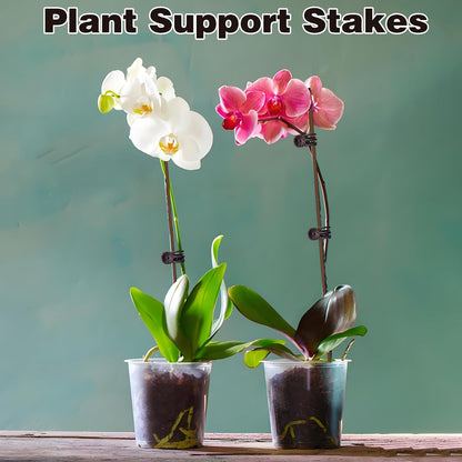 10pcs Green Plant Support Stakes with 15pcs Clips, Bendable Stakes for Tall Plants, Indoor & Outdoor Use