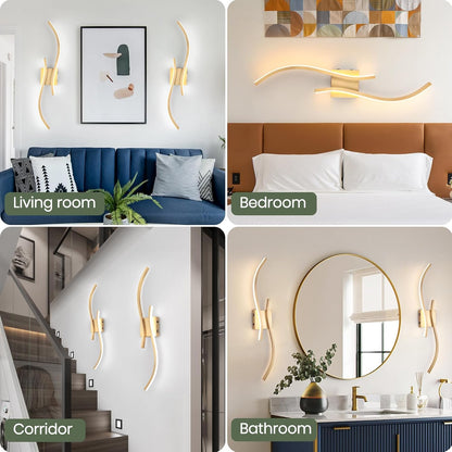 CANEOE Battery Operated Wall Sconce Set of 2, 18000mAh Gold Rechargeable Wall Lights with Remote Control,3000K-6000K Dimmable LED Wireless Wall Light for Living Room Bedroom Hallway,39.3 Inch (Gold)