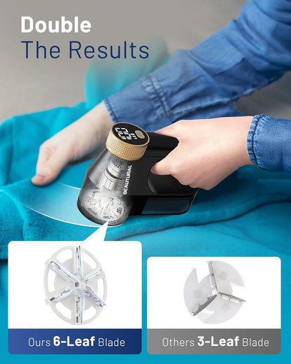 BEAUTURAL Fabric Shaver, Rechargeable Lint Remover for Clothes, Electric Lint Shaver with 6-Leaf Blades, Sweater Shavers to Fuzz, Lint Balls, Pillings, Bobbles for Clothes and Furniture