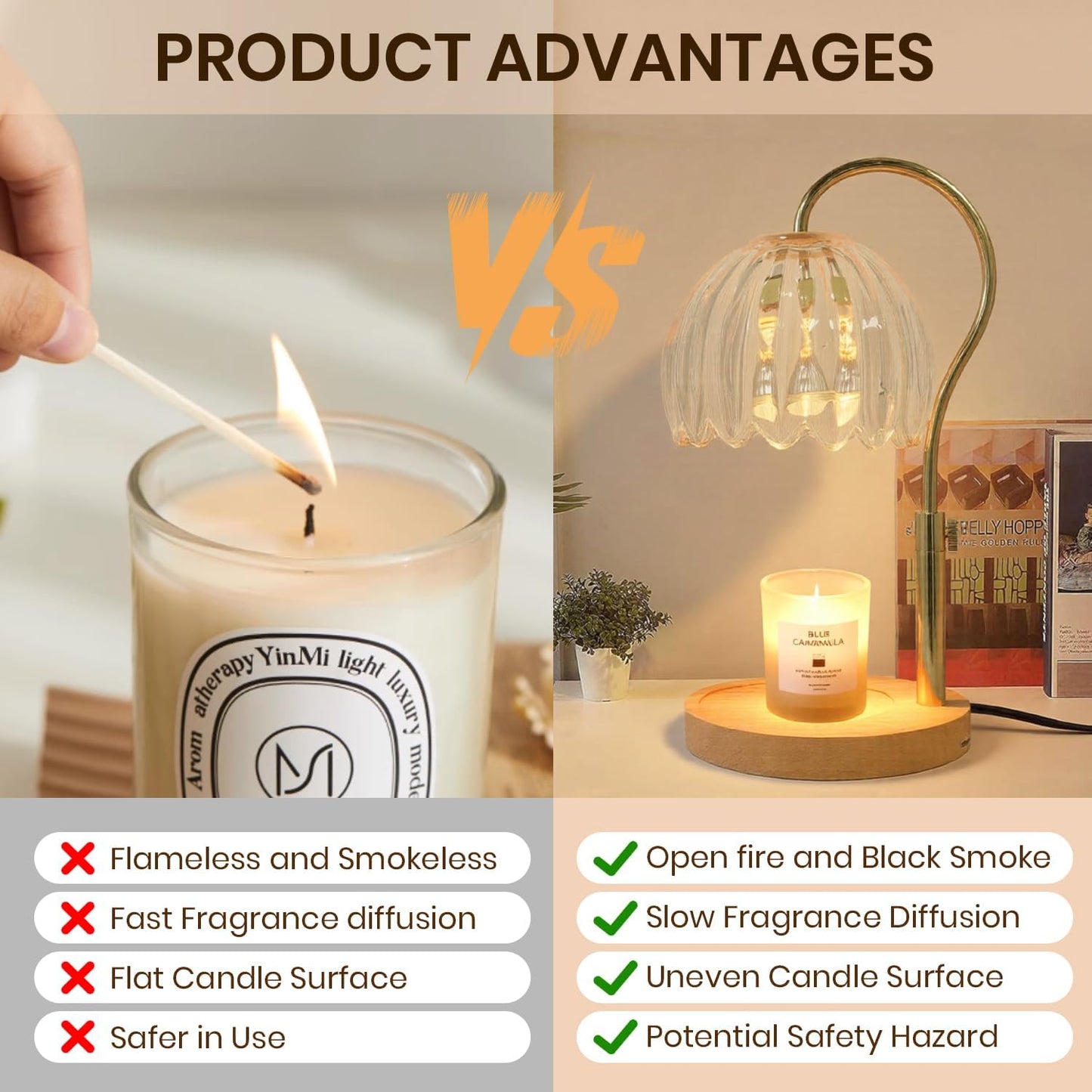 Candle Warmer Lamp with Timer & Dimmer, Electric Candle Lamp Warmer with 2 Bulbs for Scented Candle, Home Decor Gift for Her, Mother’s Day Gift (Milk Tea)