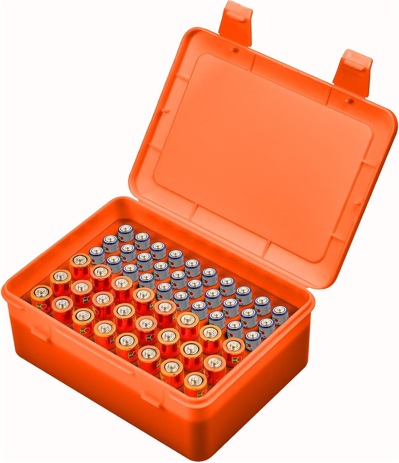 Battery Organizer Storage Box, Garage Case Holder for 24* AA, 30* AAA Batteries (Bag Not Include Batteries Pack) (white)