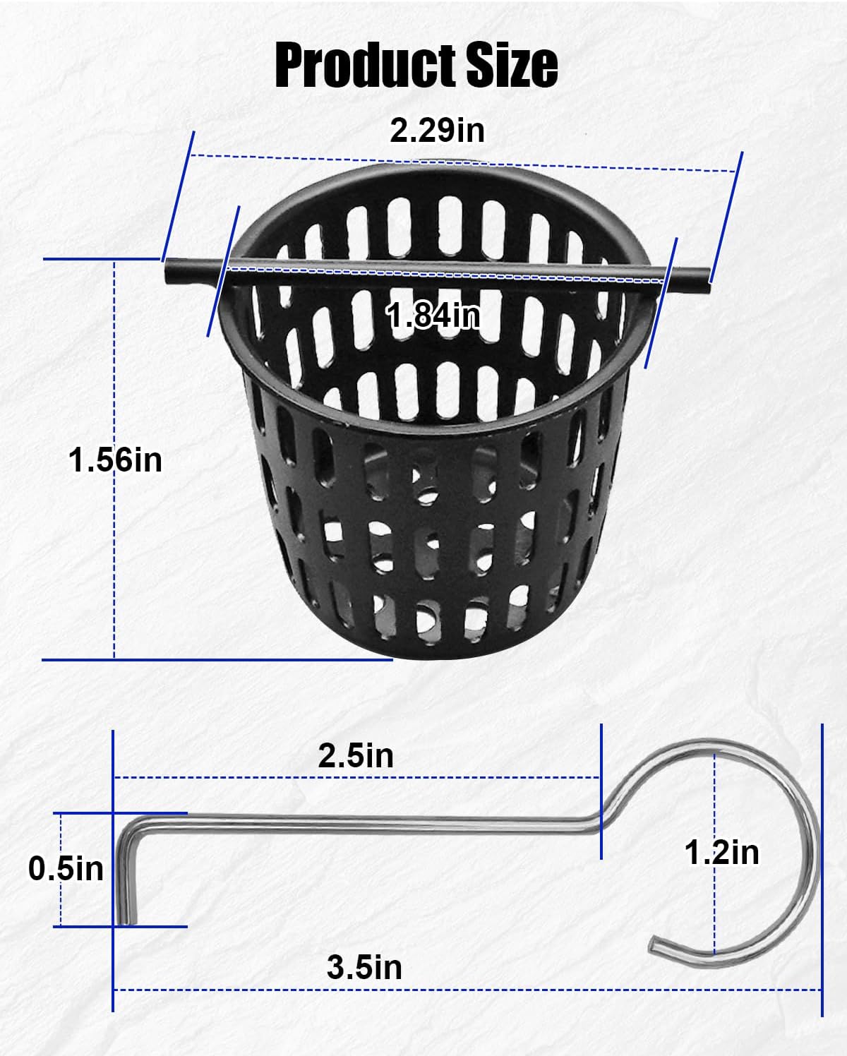 1 Pc 2 Inch Hair and Debris Strainer, Black Coating Shower Drain Strainer with Lifting Hook, Stainless Steel Debris Basket Shower Catcher for Square/Floor Drain