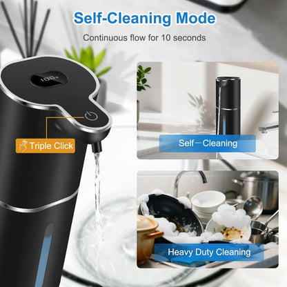 Automatic Foaming Soap Dispenser with Digital Display, 6-Level Foam Adjustable, Rechargeable, 12.8oz/ 380ml Wall Mounted Touchless Hands Free Auto Dispenser for Kitchen, Bathroom, Hotel, Restaurant