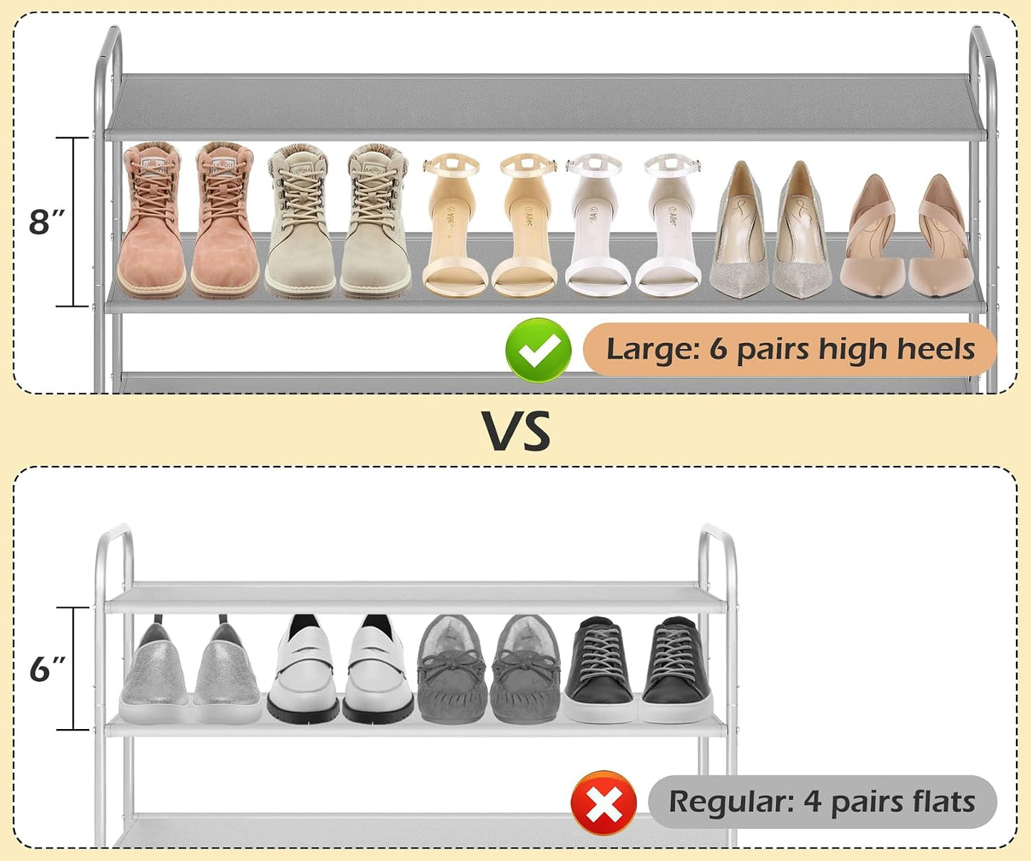 MISSLO 3-Tier Long Shoe Rack for Closet Shoe Organizer for Closet Floor Entryway Storage Stackable Wide Shoe Shelf Stores 24 Pairs of Men Sneakers, Black