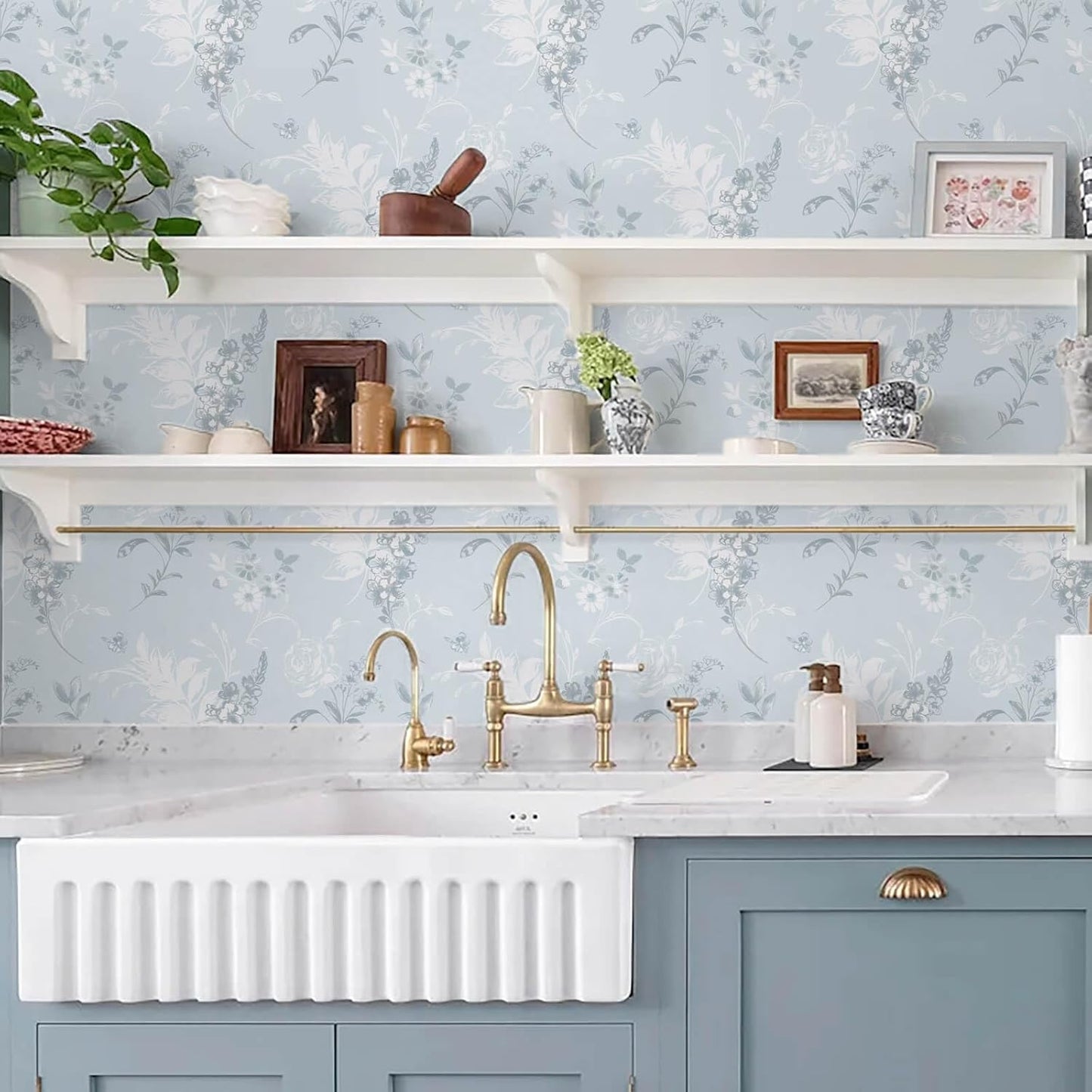 Heroad 16.1''x118'' Floral Peel and Stick Wallpaper Vintage Contact Paper Pink Rose Wall Paper Removable Renter Friendly Wallpaper for Bathroom Bedroom Nursery Waterproof Self Adhesive Vinyl Rolls