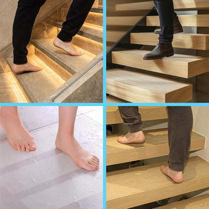 LifeGrip Anti Slip Traction Treads 10 Pack, 6"x32" with Glow in Dark Stripe, Best Grip Tape Grit Non Slip, Outdoor Non Skid Tape, High Traction Friction Abrasive Adhesive for Stairs Step