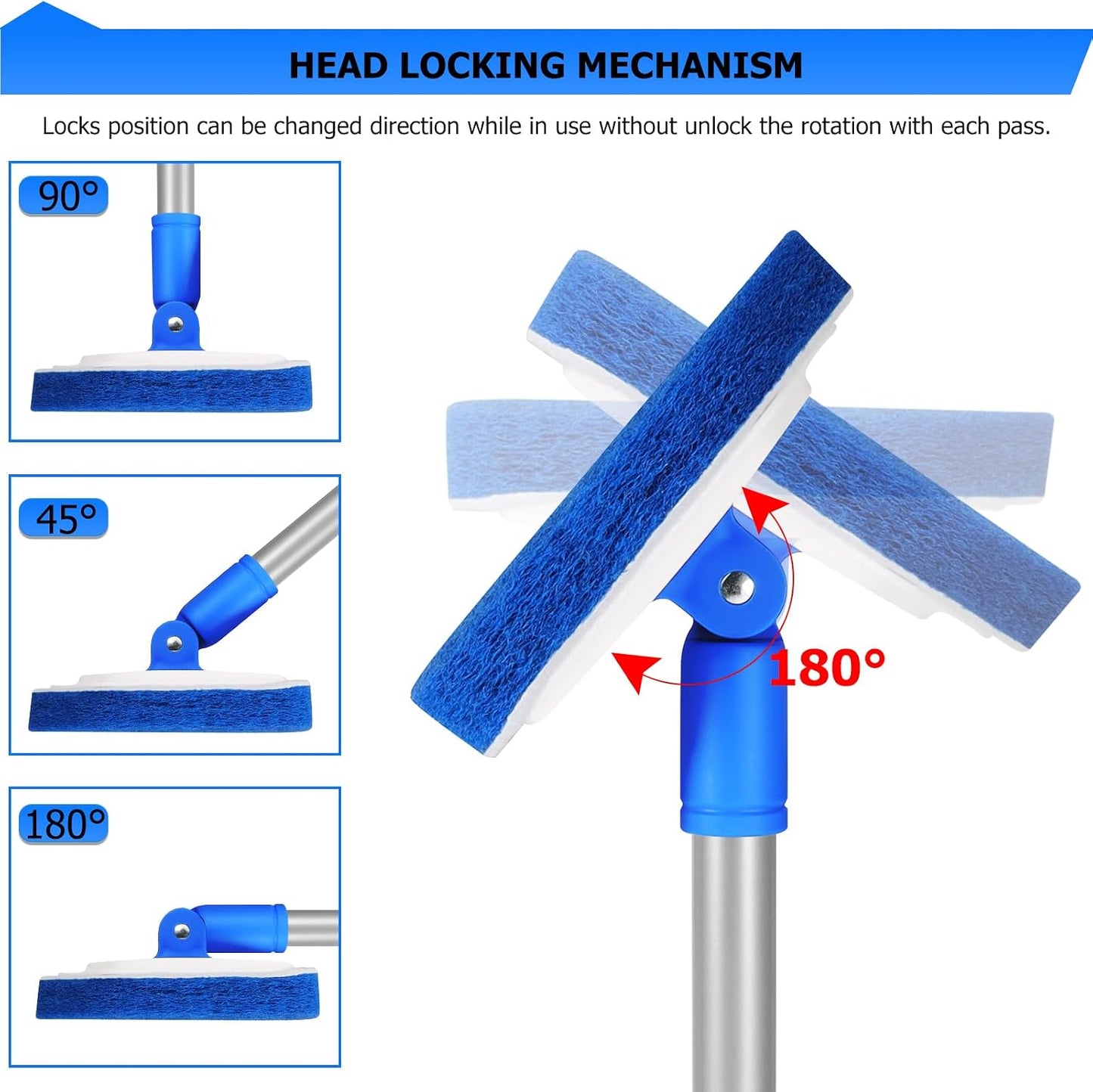 Lalafancy Bathtub Cleaning Brush Long Handle, Shower Bathroom Brush Scrubber with 3 Different Function Scrub Brush Attachments Head for Scrubing Bathroom Floors, Tubs, Tiles, and Kitchen Walls