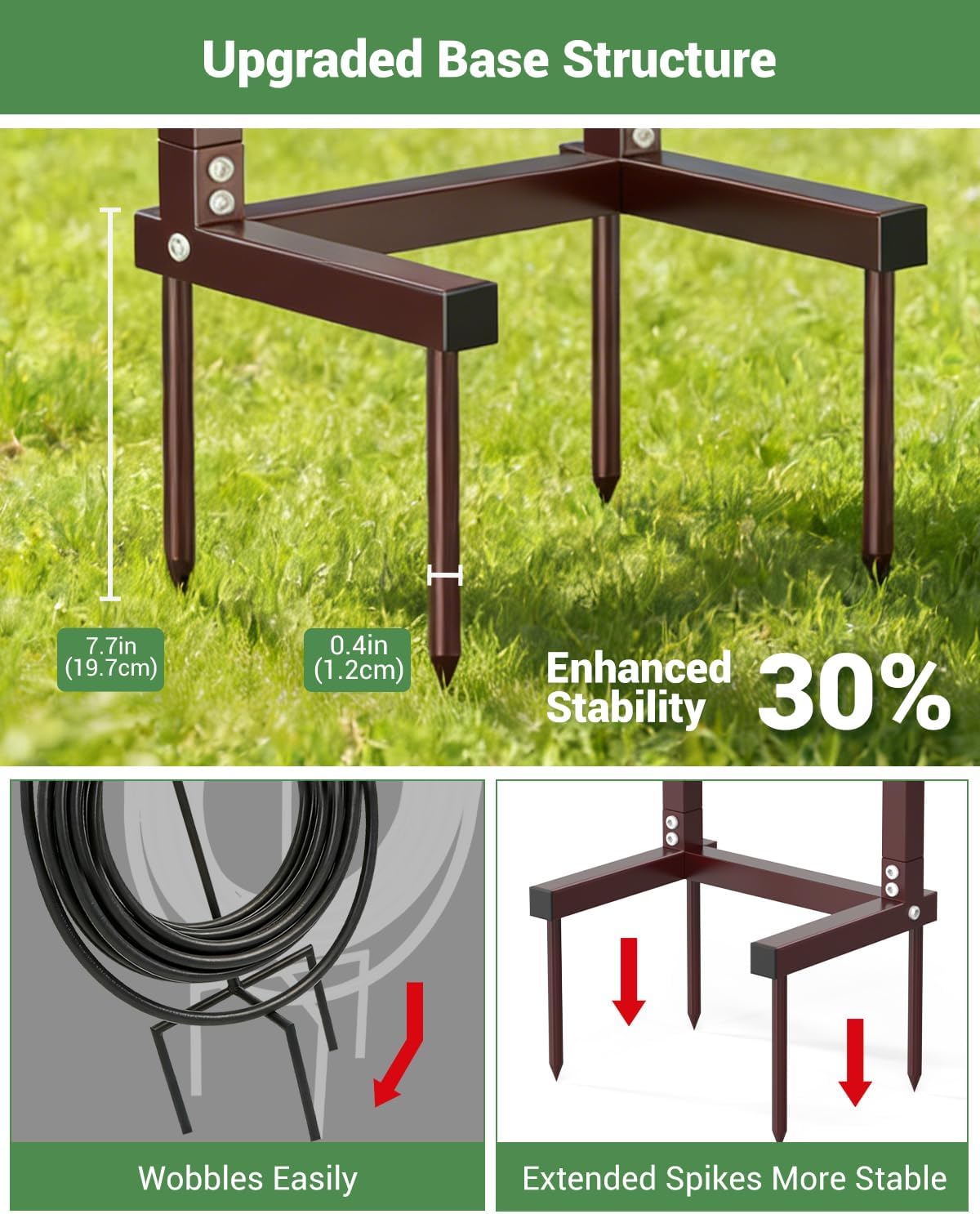 HZE Garden Hose Holder, Freestanding Water Hose Reel Stand for Outside, Heavy Duty Detachable Metal Storage Rack Holds 160 FT for Yard Lawn Farm, Black