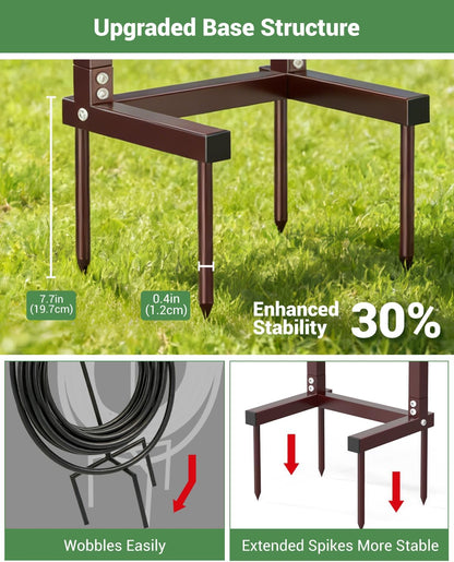HZE Garden Hose Holder, Freestanding Water Hose Reel Stand for Outside, Heavy Duty Detachable Metal Storage Rack Holds 160 FT for Yard Lawn Farm, Black