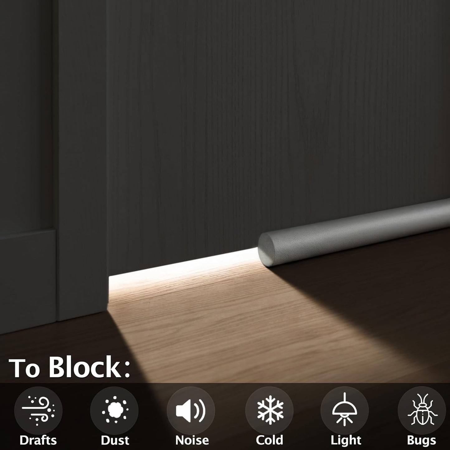 MAXTID Large Door Draft Stopper for Bottom of Doors 36” Under Door Sweep Noise Blocker Black Gap Stoppers Adjustable Doors Seal Sweep Guard Draft, Window Breeze Stoppers, Home Essentials Gadgets