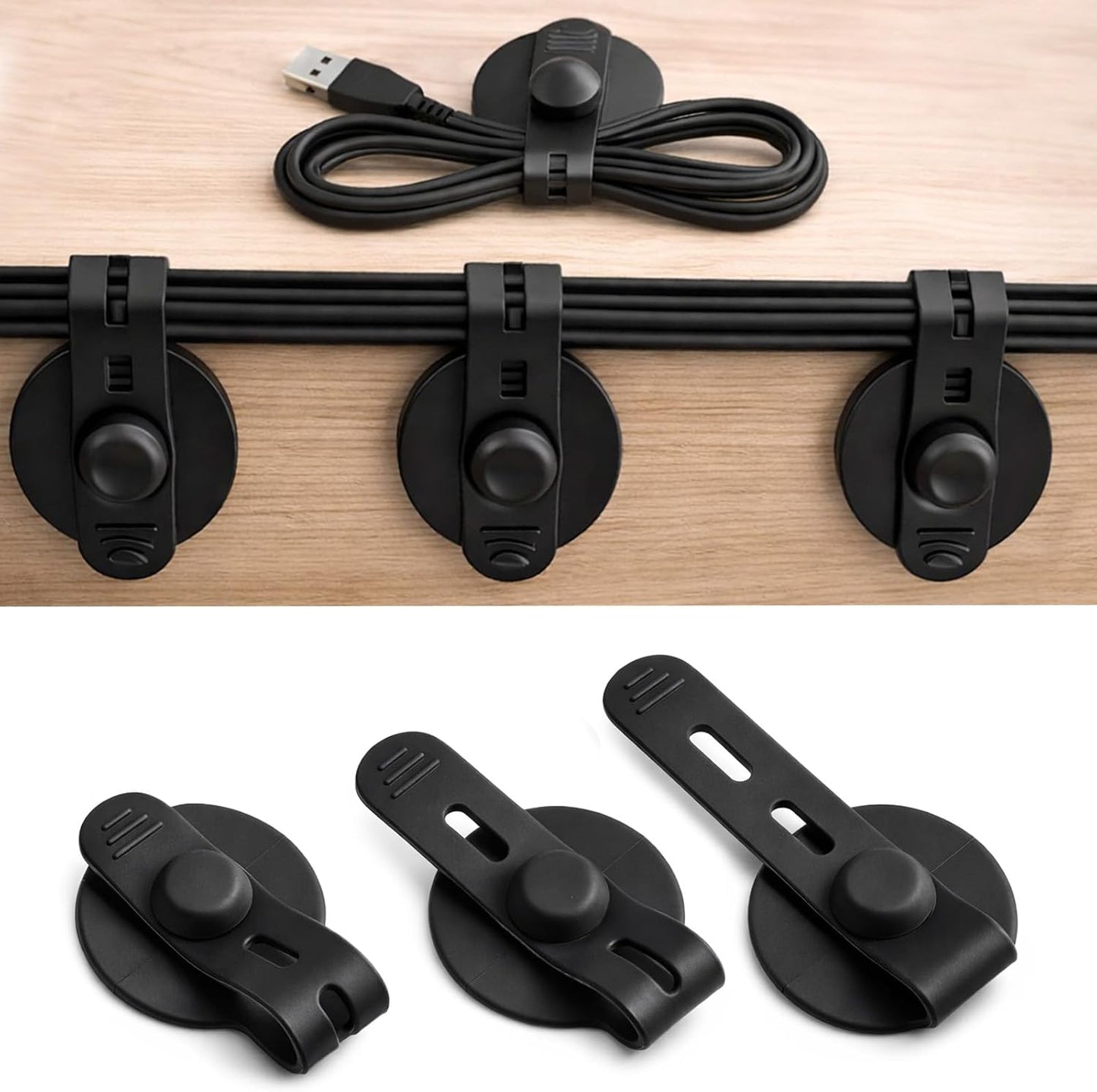 Cord Clips 12 Pack Cable Management Cord Organizer Silicone Hook and Loop Cable Ties Adjustable Wire Organizers Black Cable Ties Straps for Cords Holder Video Home Office Essentials Electronics