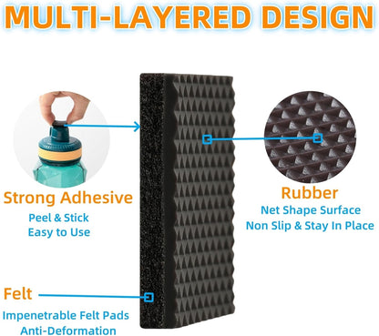 Non Slip Furniture Pads 1/2" x 3" Rubber Strips Self Adhesive Furniture Grippers Chair Leg Pads Rubber Chair Feet Anti Scratches Non Skid Furniture Pad Floor Protectors, 40 Pcs Rectangle