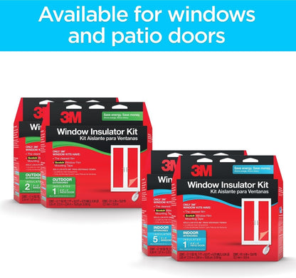 3M Indoor Window Insulation, Insulator Kit for 3 Windows 3ft x 5ft, Keeps Cold Air Out and Warm Air In, Includes Heat Shrink Window Film and Scotch Window Film Mounting Tape (2130W-6)