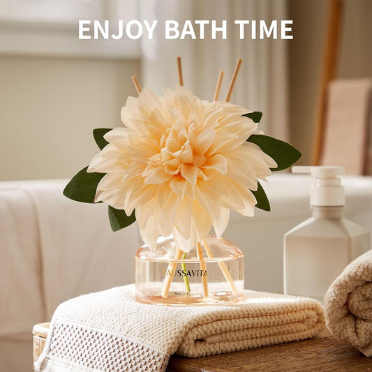 Reed Diffusers Set, 7.10 oz Flower Scented Diffuser with 7 Sticks, Long Lasting Home Fragrance for 120 Days, Perfect for Bathroom, Shelf Decor, Air Fresheners