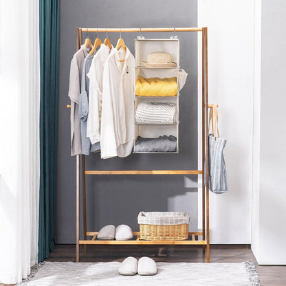 YOUDENOVA Hanging Closet Organizer, 4-Shelf Closet Hanging Storage Shelves, Grey