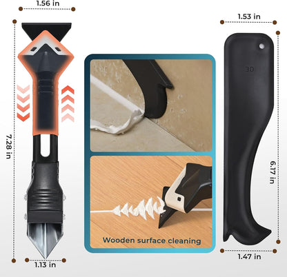 Caulking Tool 3 in 1 Silicone Caulking Grout Removal Sealant Finishing Tool Glass Glue Angle Scraper with Grout Scraper for Kitchen Bathroom Floor, Wall Surface,Window,Sink Joint,Frames Seal