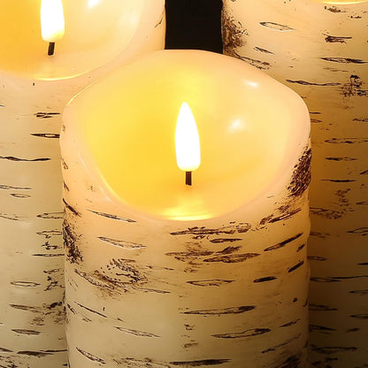 Eywamage Ivory Flameless Pillar Candles with Remote, Flickering Realistic LED Battery Wax Candles Set of 3, Φ 3" H 4" 5" 6"