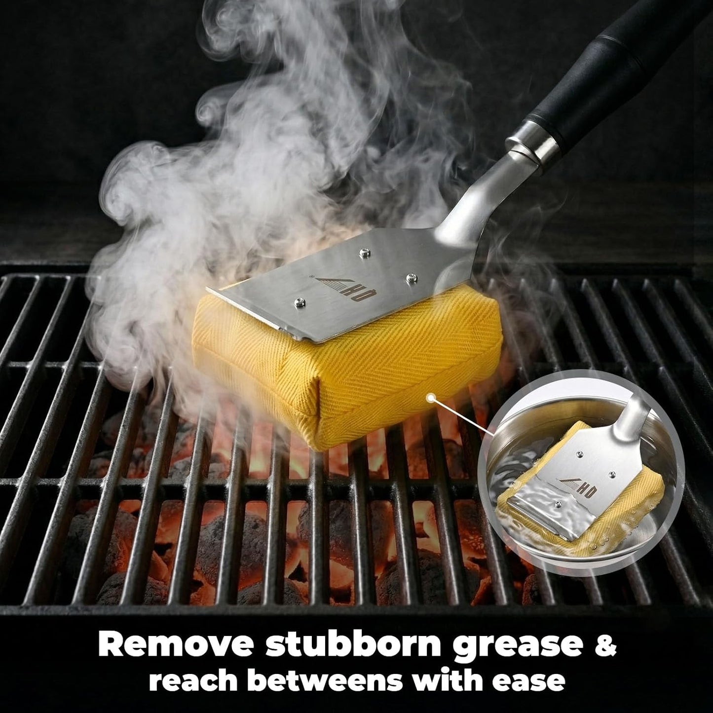 Grill Brush Bristle Free for Outdoor Grill, Steam BBQ Grill Cleaner Brush with Scraper, 1 Replaceable Cleaning Head, Grilling Accessories for Cast Iron, Stainless-Steel Grates, Porcelain