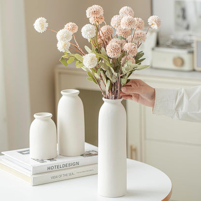Ceramic Vase Set-3, Small Flower Vases for Decor, Modern Boho Farmhouse Style, Decorative Vases for Pampas Grass & Dried Flowers, Distressed Finish (Beige)