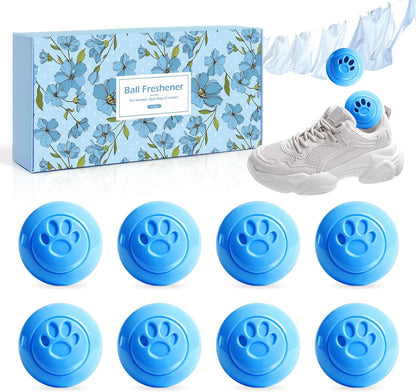 SCENTORINI Shoe Deodorizer Balls, 8 Pack Linen Scent Sneaker Deodorizer Balls, Odor Eliminator for Smell Shoes Boots, Long Lasting Shoe Freshener for Gym Bags, Drawers and Small Spaces