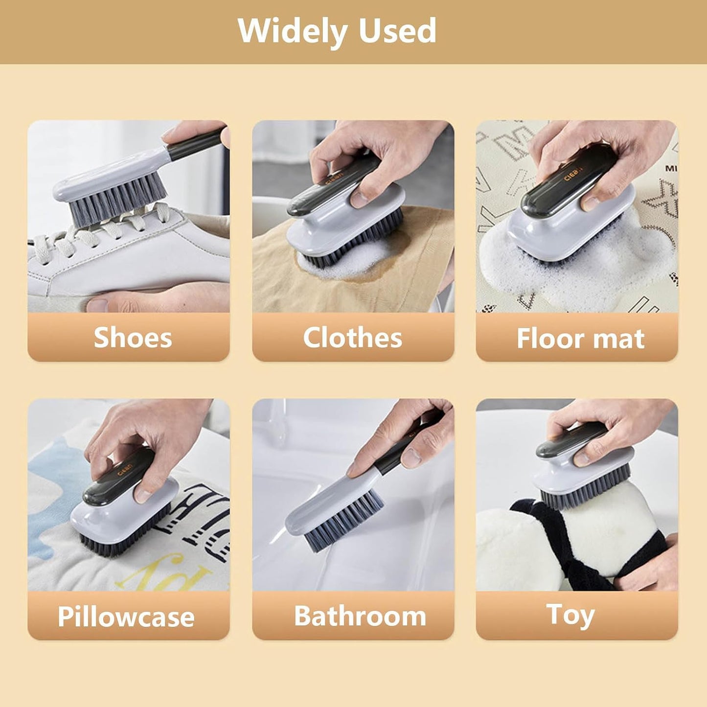 Laundry Stain Brush Household Scrub Brush Laundry Brush for Stain Removal, Soft Bristle Brush 2 Pack Stain Brush for Clothes Scrubbing Bathroom Cleaning Brush, Easy to Hold