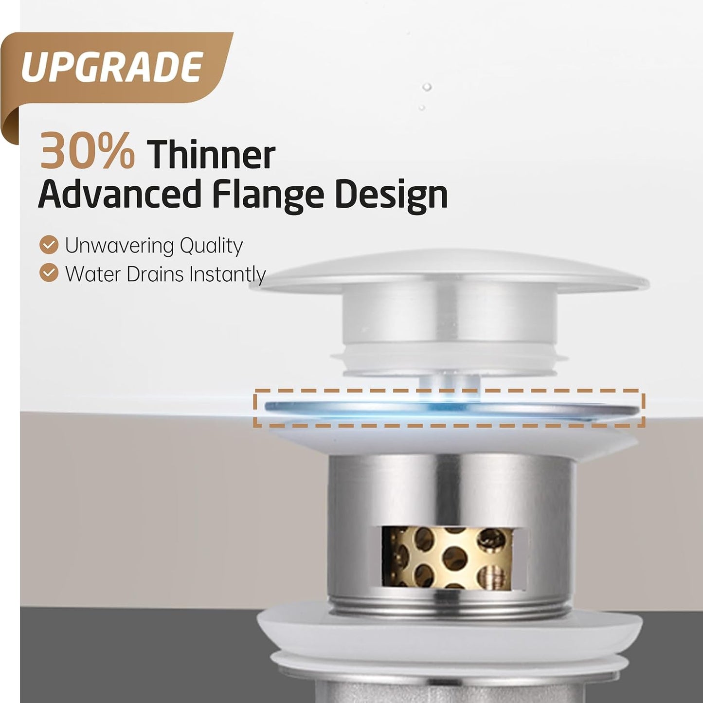 KES Bathroom Sink Drain with Overflow, All Metal Pop Up Drain for Bathroom Sink Stopper with Brass Strainer Basket Hair Catcher Anti Clog Rustproof 18/8 Stainless Steel Matte Black, S2018A-BK