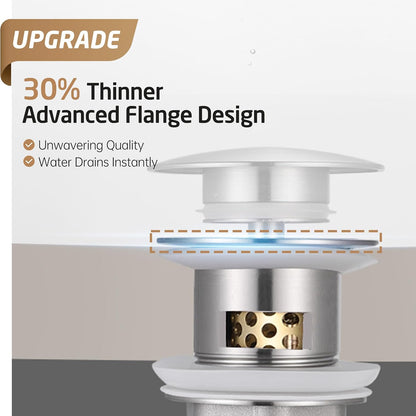 KES Bathroom Sink Drain with Overflow, All Metal Pop Up Drain for Bathroom Sink Stopper with Brass Strainer Basket Hair Catcher Anti Clog Rustproof 18/8 Stainless Steel Matte Black, S2018A-BK