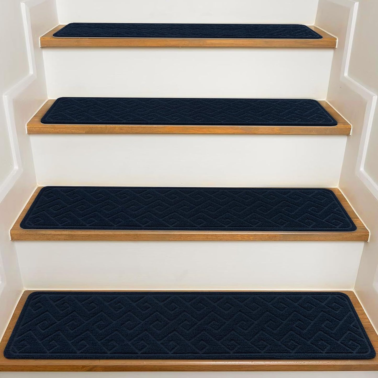 KOOTETA Stair Treads for Wooden Steps Indoor, 15 Pack 8" X 30" Non Slip Carpet Stair Treads with Reusable Adhesive for Kids Elders and Dogs, Surface Polyester TPR Backing Stair Runner Rugs, Dark Grey