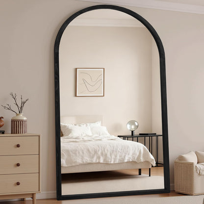 Suidia Full Length Mirror, Oversized Floor Mirror with Solid Wood Frame, Large Standing Mirror for Bedroom Living Room, Wood Art Style, Dark Walnut, 74" L x 32" W