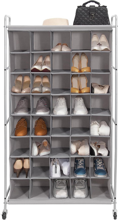 STORAGE MANIAC Stackable Shoe Cubby Organizer, Free Standing Shoe Cube Rack for Entryway, Bedroom, Apartment, Closet, 20-Cube Gray