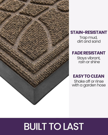 DEXI Front Door Mat Outside Entrance, Heavy Duty Non Slip Low Profile Doormat for Entryway, Trap Dirt and Moisture Welcome Mats, Easy Clean, Patio, Garage, 3x2, Blue
