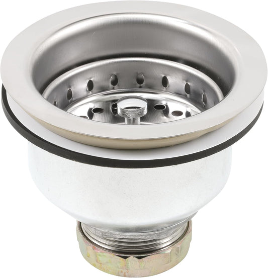 Prime-Line Kitchen Sink Basket Strainer Drain Assembly 3-1/2" to 4" with Putty Stainless Steel Deep Pressure Cup Chrome Plated Finish (Single Pack)