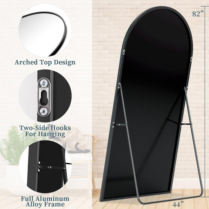 Full Length Mirror with Stand, 71"x28" Arched Full Body Large Stand Up Aluminum Frame Floor Standing Mirror, Freestanding Hanging Leaning Mounted for Bedroom Living Room Entryway Gold