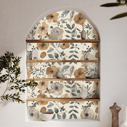 Floral Peel and Stick Wallpaper, 17.71" x 118.1" - Removable, Waterproof, Decorative Vinyl Wallpaper for Bedroom, Living Room