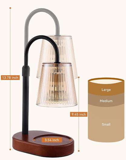 Adjustable Candle Warmer Lamp with Timer - Electric Light Wax Warming Dimmable Flameless Top Melter Heater Melting Heating Height Small Jar Candles Gifts Women Mom Birthday Home Desk Modern Decor