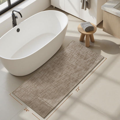 AMOAMI Bath Mat Non Slip Super Absorbent Quick Dry Bath Mats for Bathroom Floor Rubber Backing Washable Bathroom Rugs Modern Woven Jacquard Mat, Beside Tub Bath Rugs, 17" x 24", LightGrey