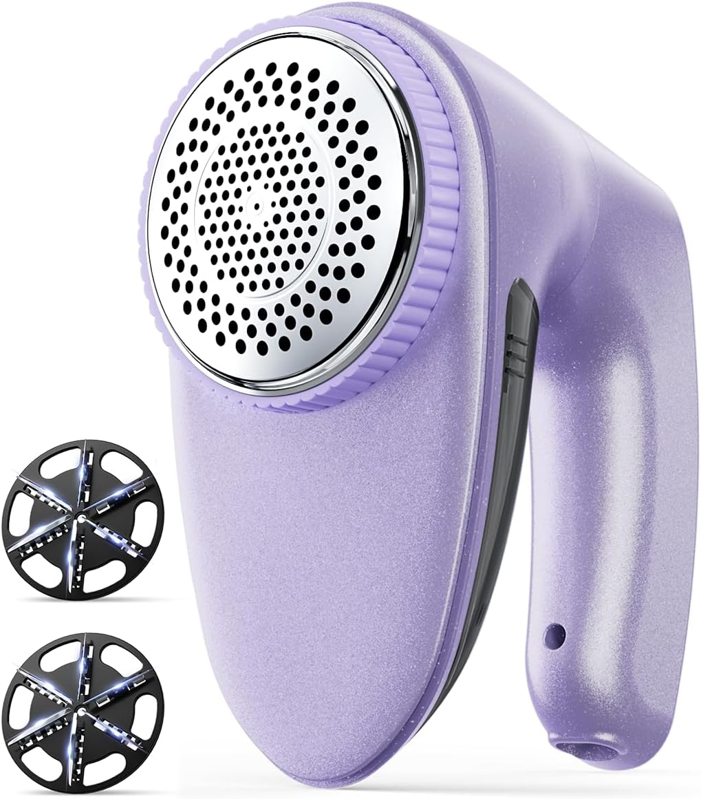 Bymore Fabric Shaver & Lint Shaver for Clothes and Furniture, Heavy Duty Sweater Shaver Lint Remover with Large 65mm Shaving Head, 6-Leaf Blades, Extra Replacement Blades for Couch, Sofa & Upholstery