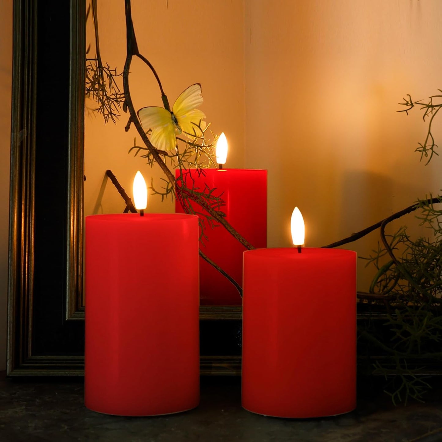 JOIONE Flameless Pillar Candles with Remote, 3 Pack Battery Operated Real Wax LED Candles, LED Candle that Perfect for Home Decorations Fireplace Table, White