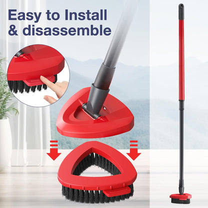 2 Pack 1-Tank Spin Mop Scrub Brush Head Replacement for O Ceda EasyWring 1-Tank System(Red), Hard Bristle Scrubber Brush for Floor Cleaning Accessories (Not Fit for RinseClean 2-Tank)