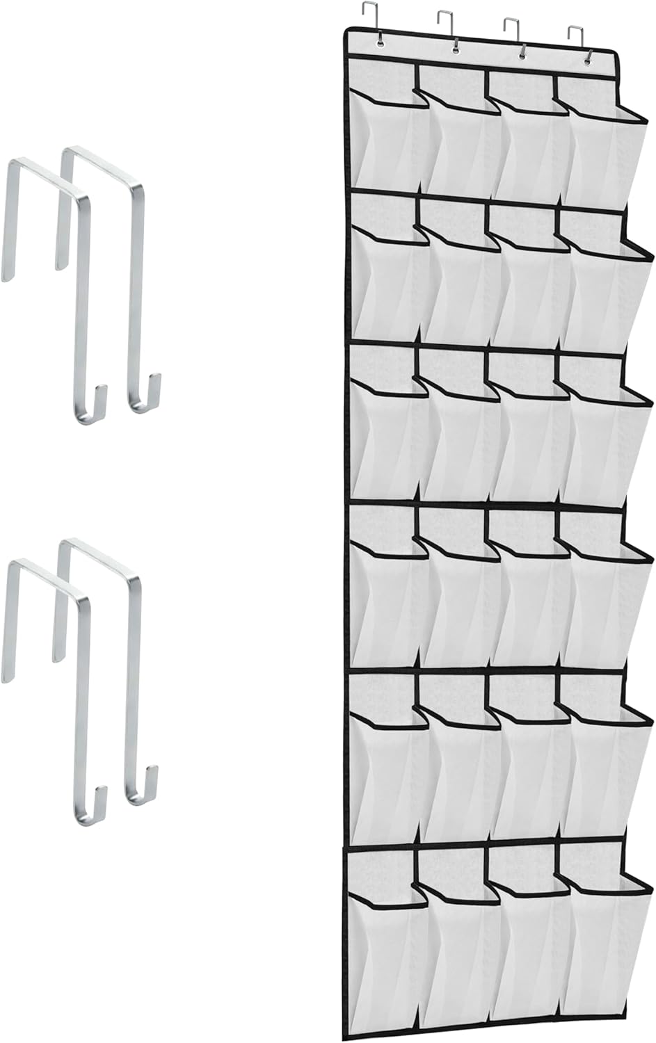 Over The Door Shoe Organizer with 24 Large Breathable Mesh Pockets Sturdy Closet Door Shoe Storage Holder Hanging SimpleHouseware Men Women Kids Shoe Holder for Rack (Black)